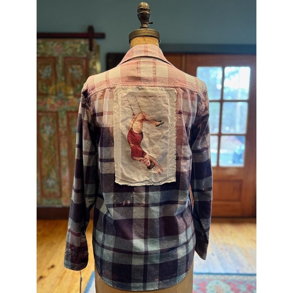 Distressed/ Reworked Flannel| Vintage Patchwork| Boho Heritage| Cottagecore - Picture 5 of 6